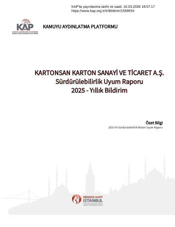 Südürülebilirlik Uyum Raporu 2025 Yıllık Bldirim