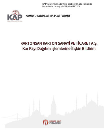 10/06/2024 Tarihli Kap - Yönetim Kurulu Kar Payı Dağıtım Önerisi