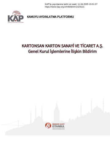 11/04/2025 Tarihli Özel Durum Açıklaması - Genel Kurul Tescil