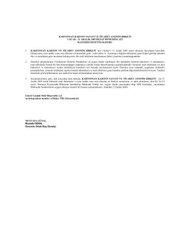Kartonsan Bağımsız Denetim Raporu