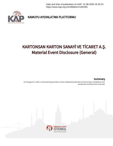 Material Event Disclosure Form 2 - 21/08/2025