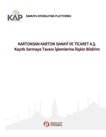 Şirket Esas Sözleşmesinin Tadilinin Tesciline İlişkin Bildirim