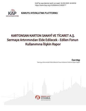 Özel Durum Açıklama Formu 1 - 24/09/2025