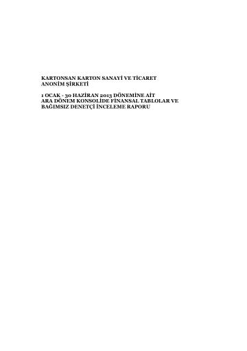 Kartonsan Bağımsız Denetim Raporu 06/2013