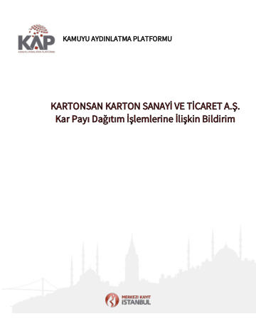 31/03/2022 Tarihli Kar Payı Dağıtım İşlemlerine İlişkin Bildirim