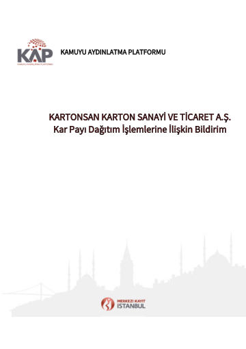 06/03/2022 Tarihli Kar Payı Dağıtım İşlemlerine İlişkin Bildirim