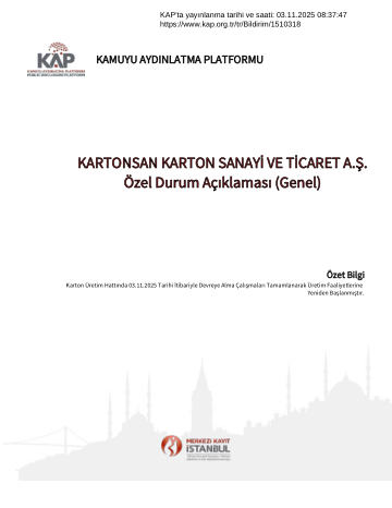Özel Durum Açıklama Formu 1 - 03/11/2025