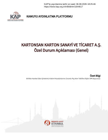 Özel Durum Açıklama Formu 2 - 06/08/2026
