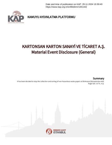 Material Event Disclosure Form 2 - 29/11/2024