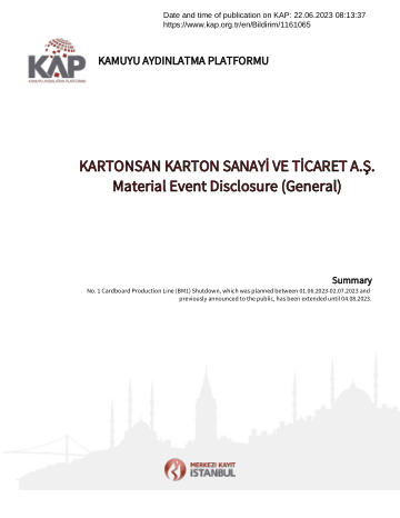 Material Event Disclosure Form - 22/06/2023