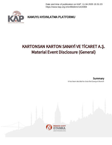 Material Event Disclosure Form - 11/04/2025