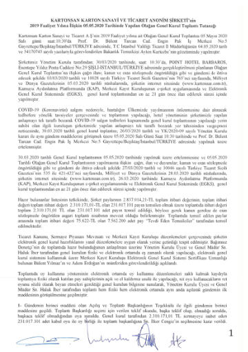 05/05/2020 Tarihli Olağan Genel Kurul Toplantı Tutanağı