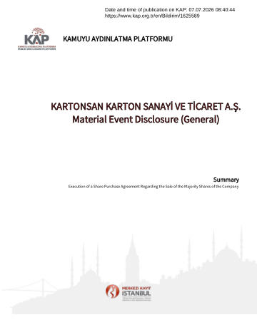 Material Event Disclosure Form 1 -07/07/2026