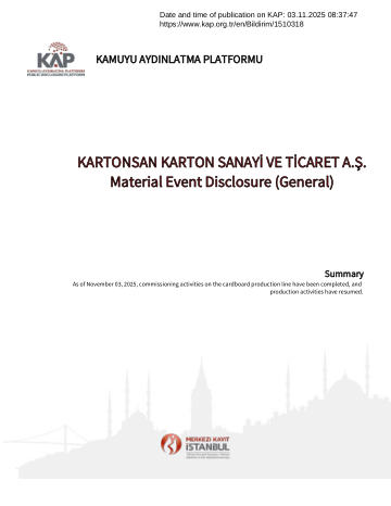 Material Event Disclosure Form 1 - 03/11/2025