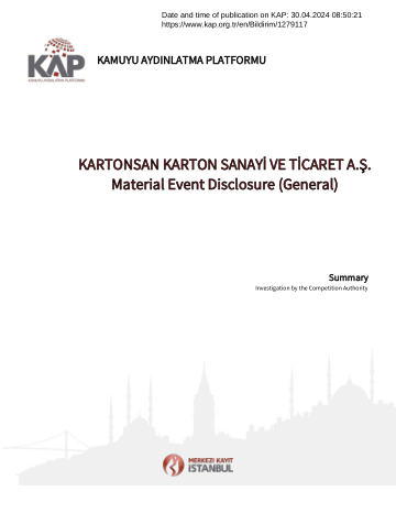 Material Event Disclosure Form 1 - 30/04/2024