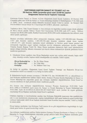 28.06.2006 Tarihli Genel Kurul Toplantı Tutanağı