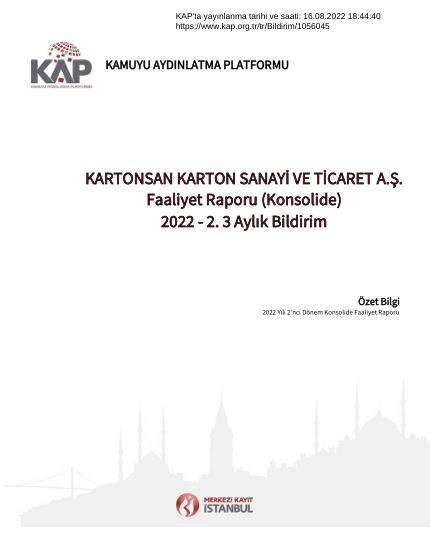 Ara Dönem Konsolide Faaliyet Raporu 2022-2