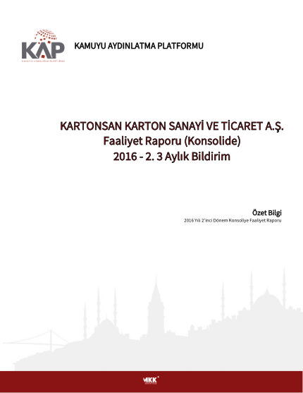 Ara Dönem Konsolide Faaliyet Raporu 2016-2